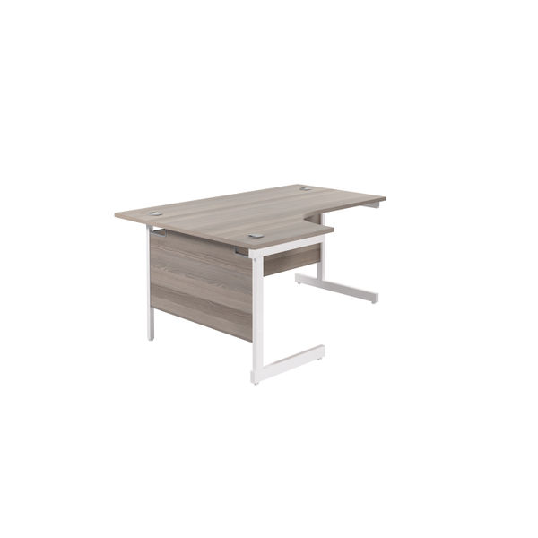 Jemini Radial Left Hand Cantilever Desk 1600x1200x730mm Grey Oak/White KF801852