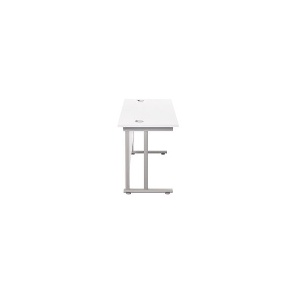 Jemini Rectangular Cantilever Desk 1400x600x730mm White/Silver KF806356