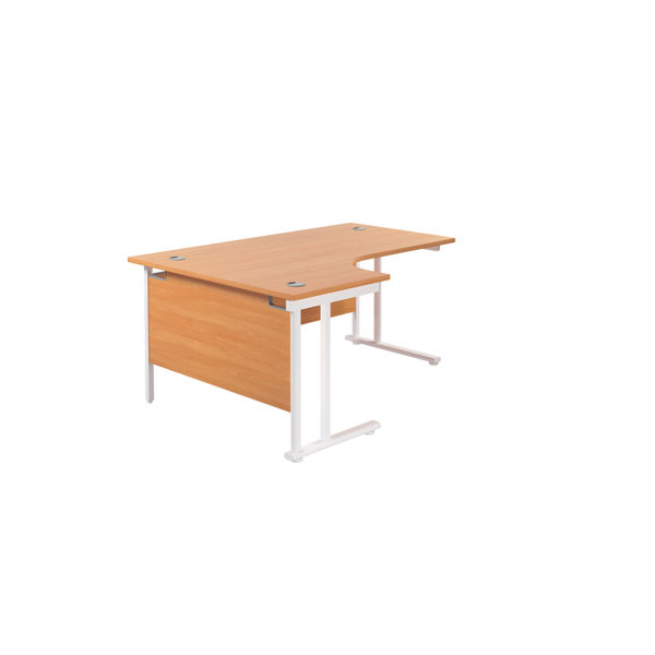 Jemini Radial Left Hand Cantilever Desk 1600x1200x730mm Beech/White KF807643