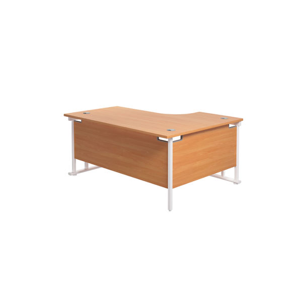 Jemini Radial Left Hand Cantilever Desk 1600x1200x730mm Beech/White KF807643