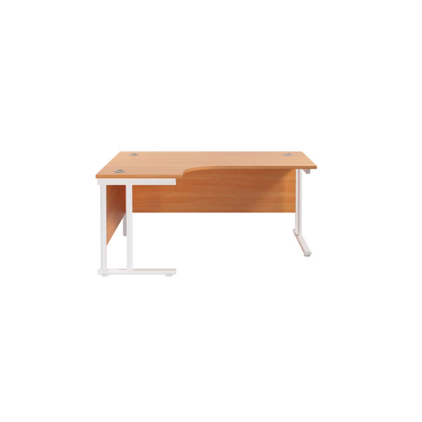 Jemini Radial Left Hand Cantilever Desk 1600x1200x730mm Beech/White KF807643