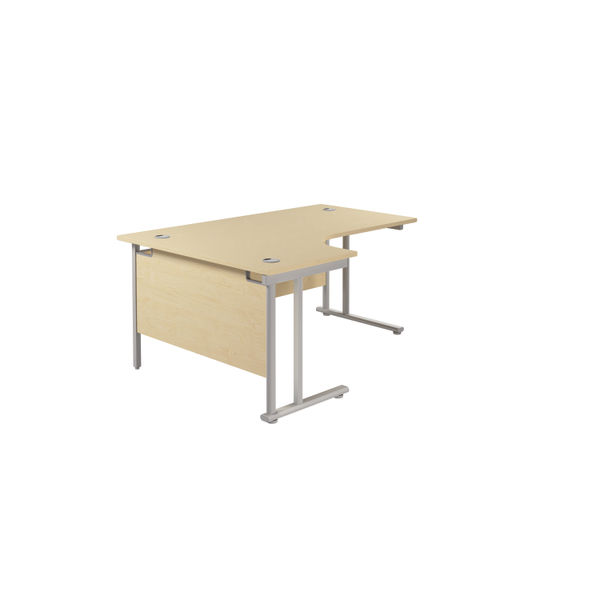 Jemini Radial Left Hand Cantilever Desk 1800x1200x730mm Maple/Silver KF807803