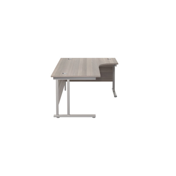 Jemini Radial Right Hand Cantilever Desk 1800x1200x730mm Grey Oak/Silver KF807834