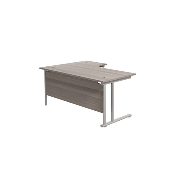 Jemini Radial Right Hand Cantilever Desk 1800x1200x730mm Grey Oak/Silver KF807834