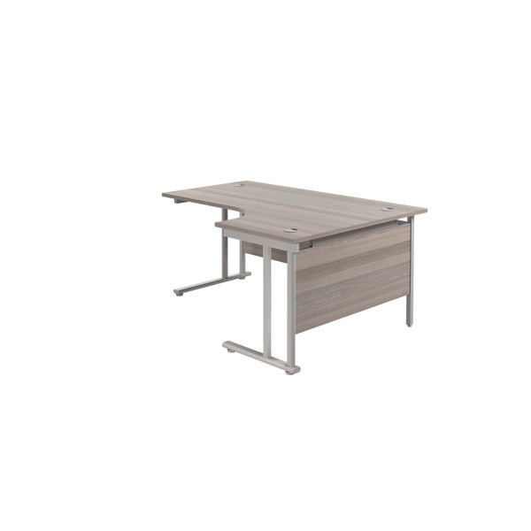 Jemini Radial Right Hand Cantilever Desk 1800x1200x730mm Grey Oak/Silver KF807834