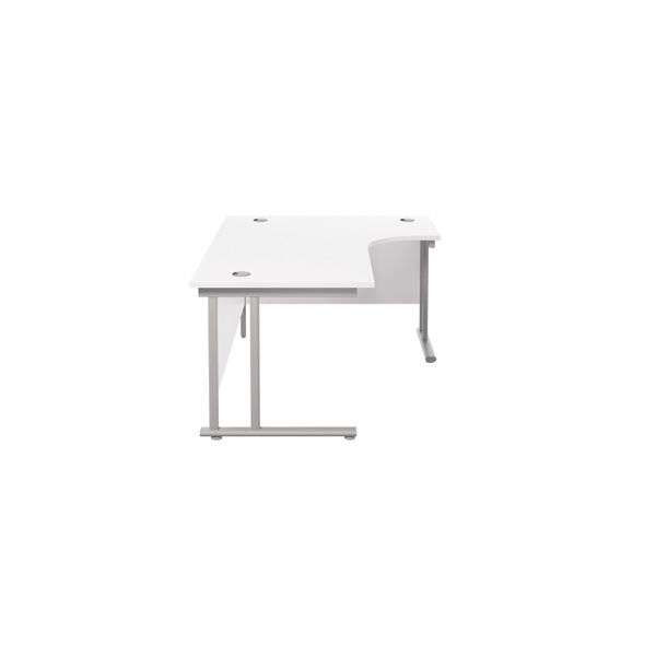 Jemini Radial Right Hand Cantilever Desk 1800x1200x730mm White/Silver KF807858