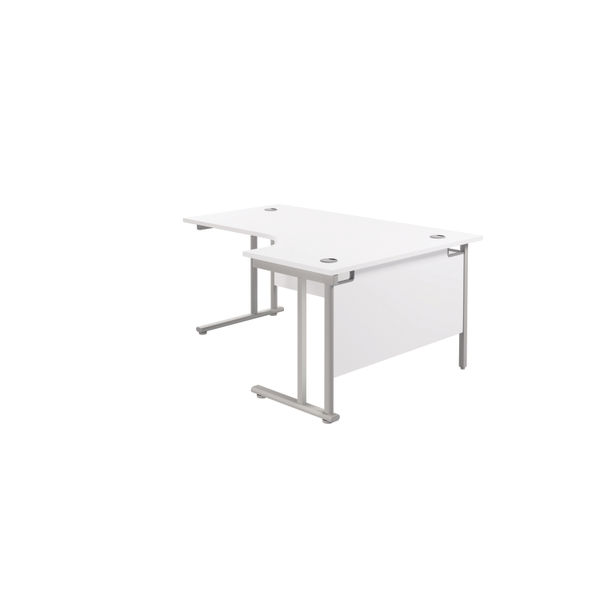 Jemini Radial Right Hand Cantilever Desk 1800x1200x730mm White/Silver KF807858