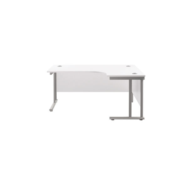 Jemini Radial Right Hand Cantilever Desk 1800x1200x730mm White/Silver KF807858