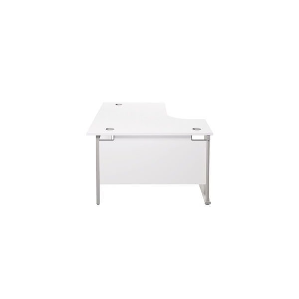 Jemini Radial Left Hand Cantilever Desk 1600x1200x730mm White/Silver KF807551