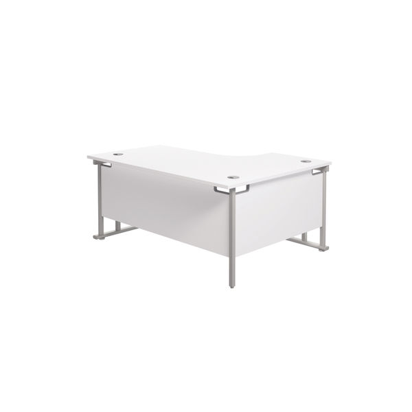 Jemini Radial Left Hand Cantilever Desk 1600x1200x730mm White/Silver KF807551