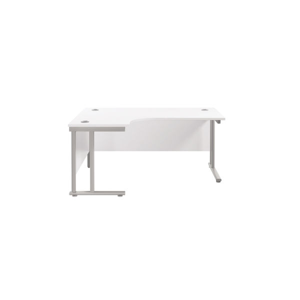 Jemini Radial Left Hand Cantilever Desk 1600x1200x730mm Nova Oak/Silver KF807544