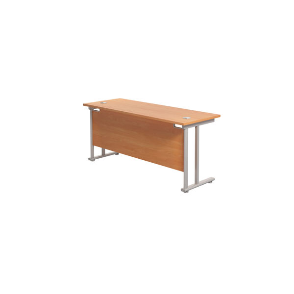 Jemini Rectangular Cantilever Desk 1600x600x730mm Beech/Silver KF806448