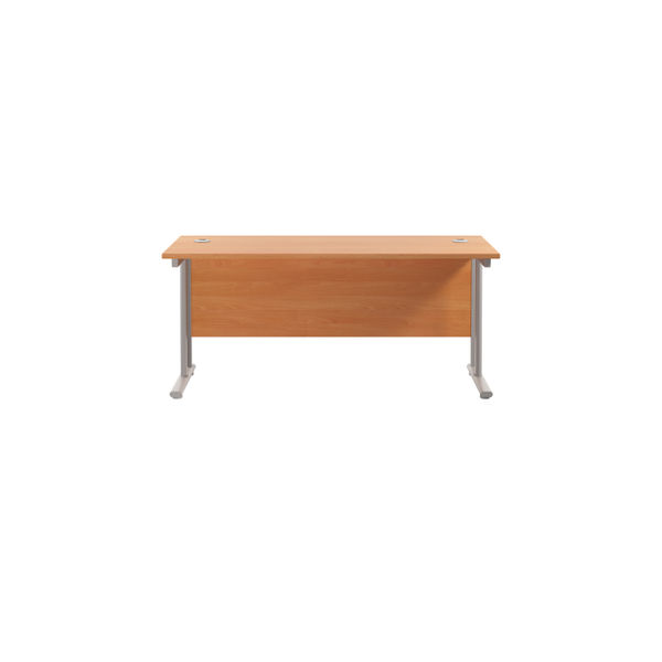 Jemini Rectangular Cantilever Desk 1600x600x730mm Beech/Silver KF806448