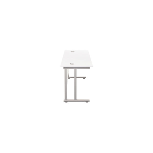 Jemini Rectangular Cantilever Desk 1600x600x730mm White/Silver KF806479