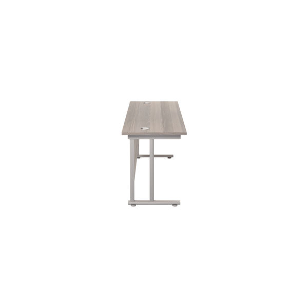 Jemini Rectangular Cantilever Desk 1800x600x730mm Grey Oak/Silver KF806578