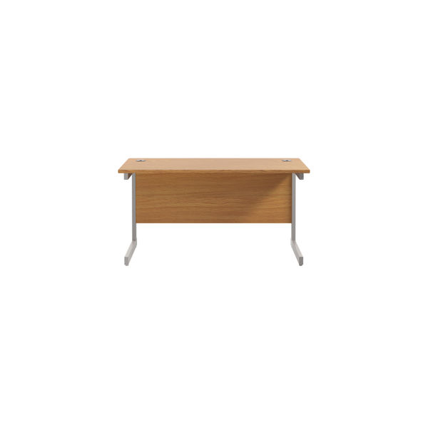 Jemini Single Rectangular Desk 1400x600x730mm Nova Oak/Silver KF800543
