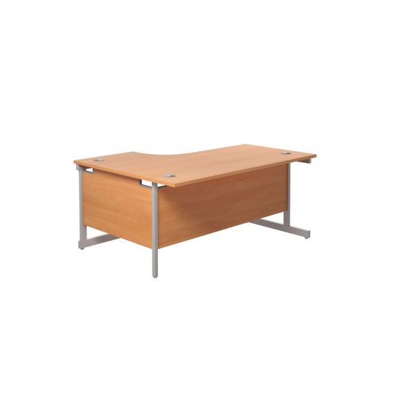 Jemini Radial Right Hand Cantilever Desk 1600x1200x730mm Beech/Silver KF801784