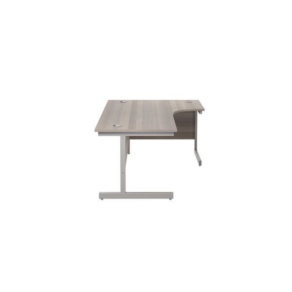 Jemini Radial Right Hand Cantilever Desk 1800x1200x730mm Grey Oak/Silver KF802039