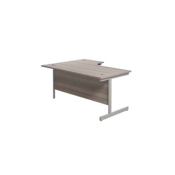 Jemini Radial Right Hand Cantilever Desk 1800x1200x730mm Grey Oak/Silver KF802039