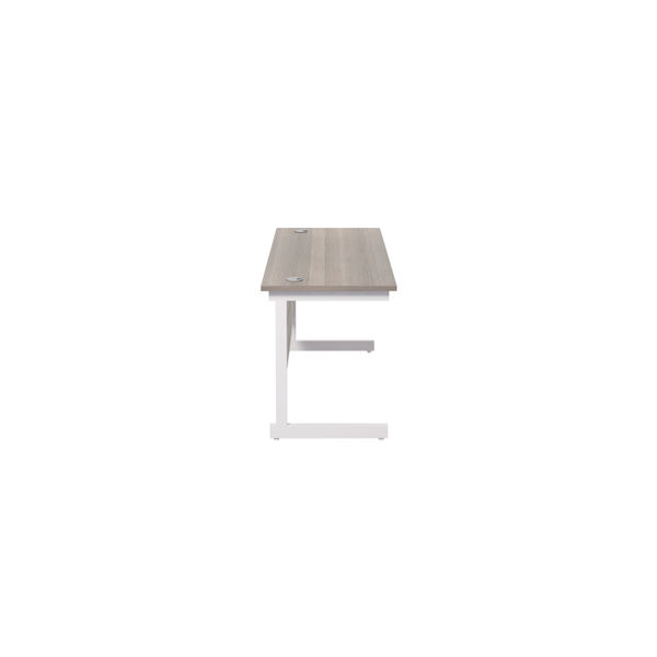 Jemini Single Rectangular Desk 1200x600x730mm Grey Oak/White KF800475