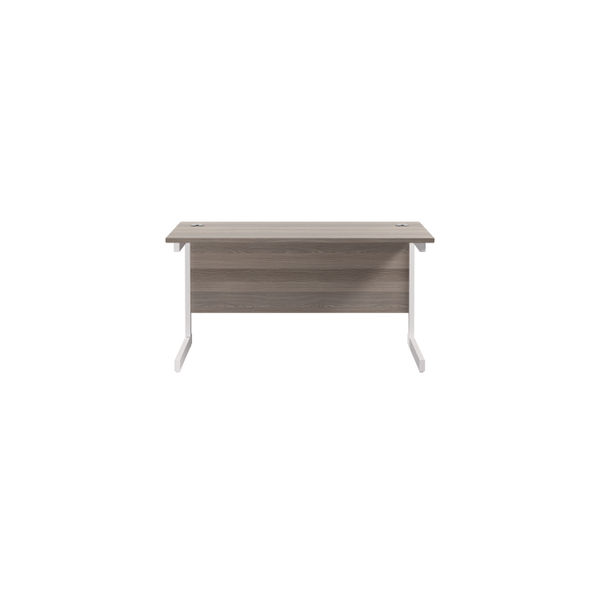 Jemini Single Rectangular Desk 1200x600x730mm Grey Oak/White KF800475