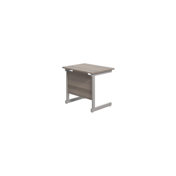 Jemini 800x600mm Grey Oak/Silver Single Rectangular Desk