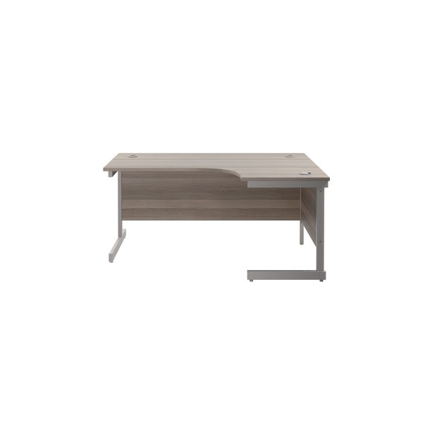 Jemini Radial Right Hand Cantilever Desk 1800x1200x730mm Grey Oak/Silver KF802039