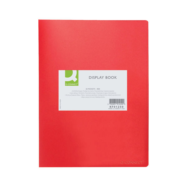 Q-Connect Polypropylene Display Book 20 Pocket Red KF01250