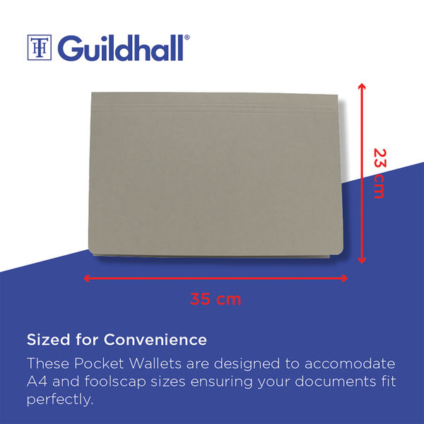 Exacompta Guildhall Full Flap Pocket Wallet Foolscap Grey (Pack of 50) PW2-GREY