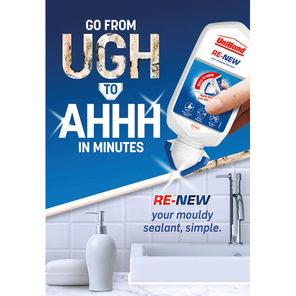 UniBond RE-NEW Bathroom/Kitchen Silicone Sealant White 80ml 2760633