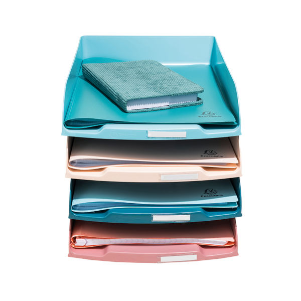 Exacompta Skandi Recycled Plastic Letter Trays Assorted (Pack of 4) 111606SETD