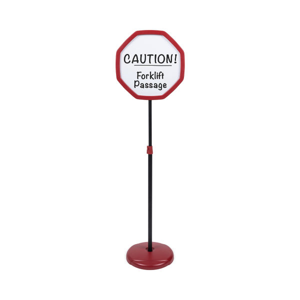 Bi-Office Red Octagonal Floor Sign Magnetic Drywipe Surface SIG08071010