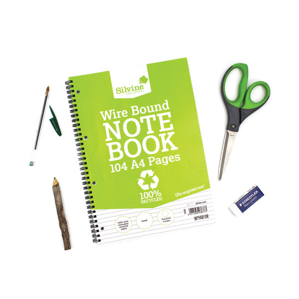 Silvine Everyday Recycled Wirebound Notebook A4 (Pack of 12) TWRE80