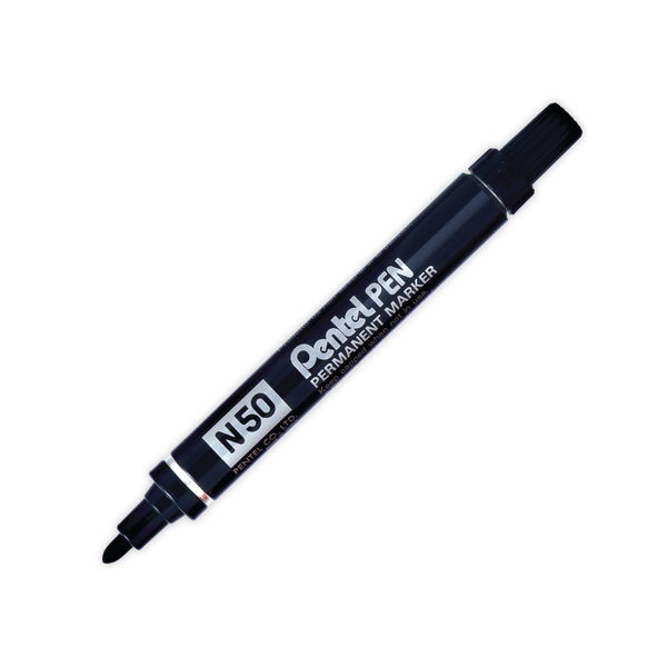 Pentel N50 Permanent Bullet Marker Broad Black (Pack of 12) N50-A