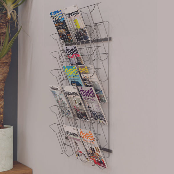 Alba Wall Mounted 7Tier 21-Pocket Literature Holder A4 Chrome DDFIL21M