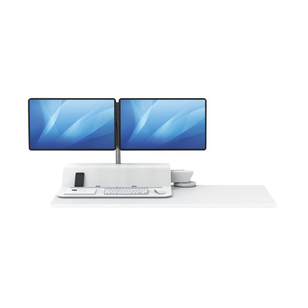 Fellowes Lotus White Dual Screen Sit Stand Work Station - 8081801