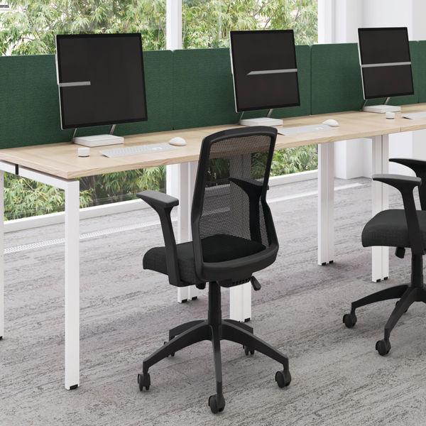 Jemini 2 Person Extension Bench Desk 1600x1600x730mm Grey Oak KF809333
