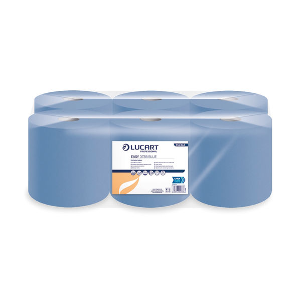 2Work 3-Ply Centrefeed Roll 135m Blue (Pack of 6) 2W00083