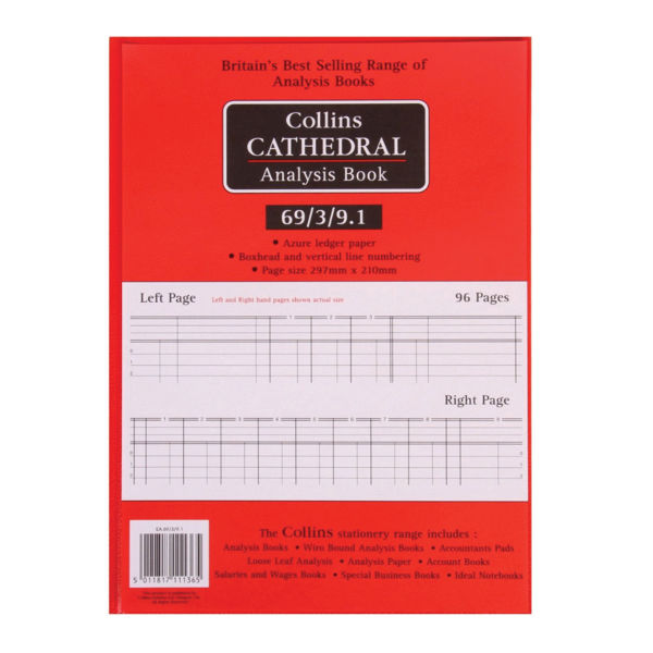 Collins Cathedral Analysis Book Petty Cash 96 Pages 8111367