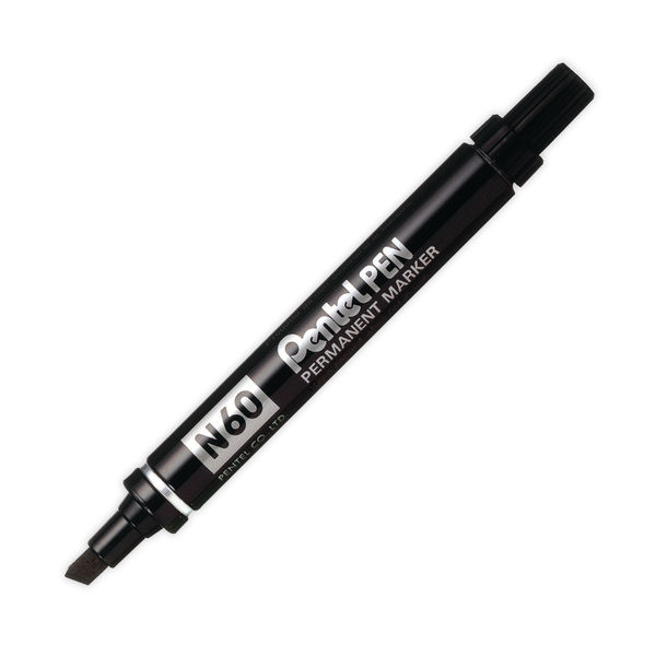 Pentel N60 Permanent Marker Chisel Tip Black (Pack of 12) N60-A