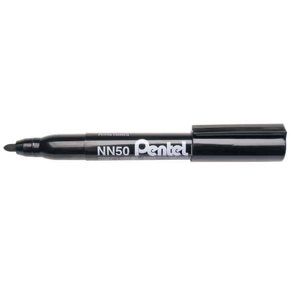 Pentel NN50 Permanent Marker Bullet Tip Black (Pack of 12) NN50-A