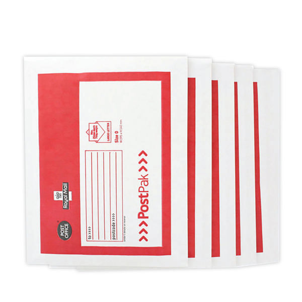 Post Office Postpak Size 0 Bubble Envelope 140x195mm White/Red (Pack of 100) 41629