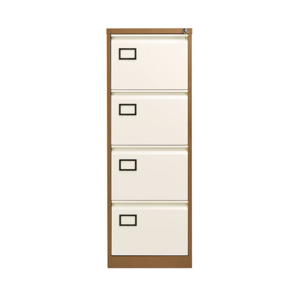 Jemini 4 Drawer Filing Cabinet Lockable 470x622x1321mm Coffee/Cream KF03002