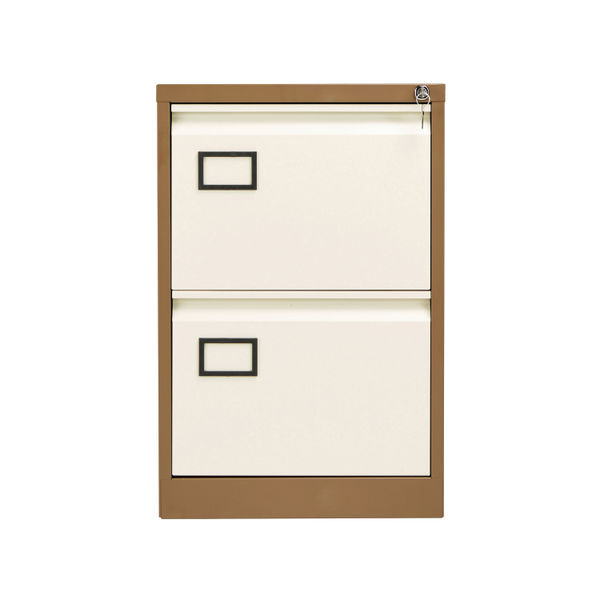 Jemini 2 Drawer Filing Cabinet Lockable 470x622x711mm Coffee/Cream KF03006