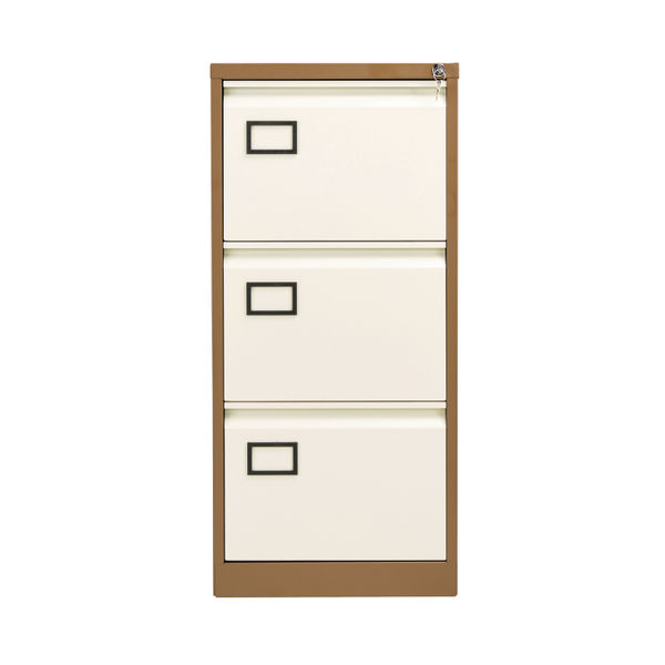 Jemini 3 Drawer Filing Cabinet 470x622x1016mm Coffee/Cream KF03004