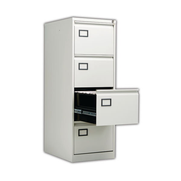 Jemini 4 Drawer Filing Cabinet Lockable 470x622x1321mm Light Grey KF20044