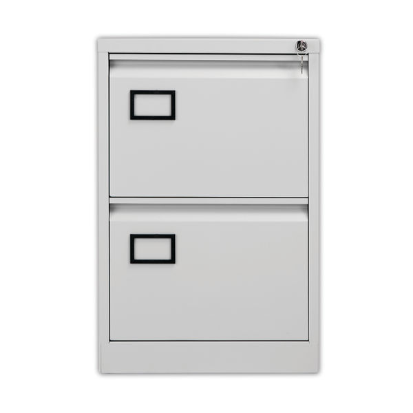 Jemini 2 Drawer Filing Cabinet Lockable 470x622x711mm Light Grey KF20042