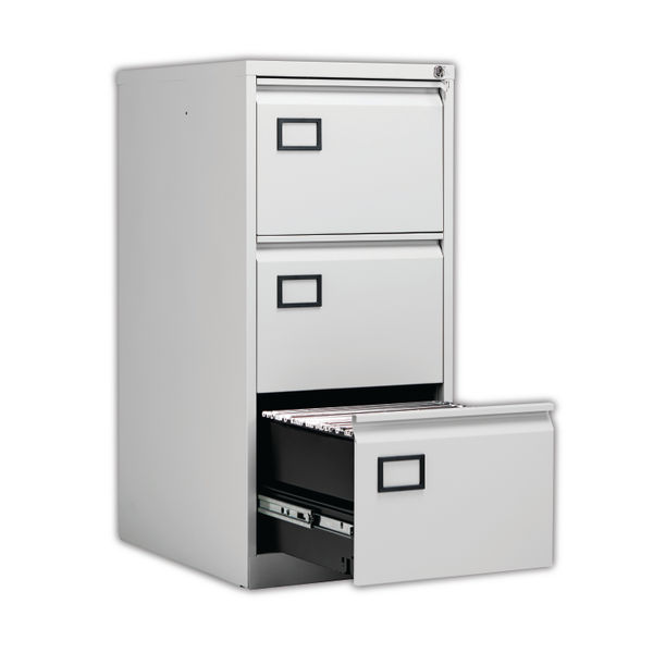 Jemini 3 Drawer Filing Cabinet 470x622x1016mm Light Grey KF20043