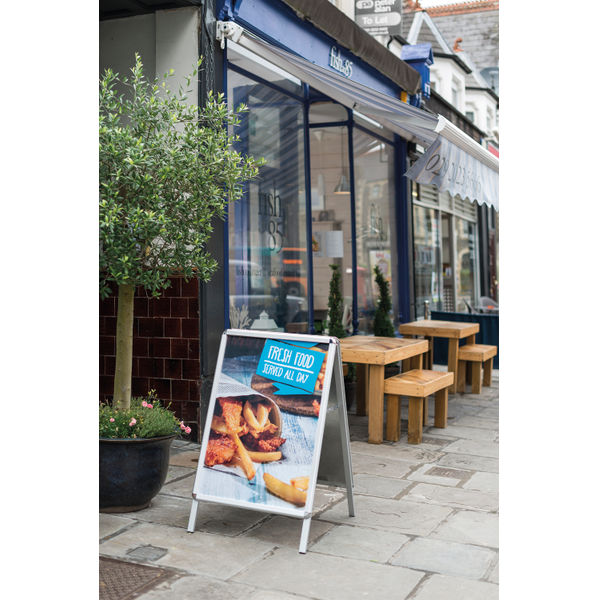 Deflecto A1 Pavement Display Board with Snap Frame Aluminium Silver PPA110S