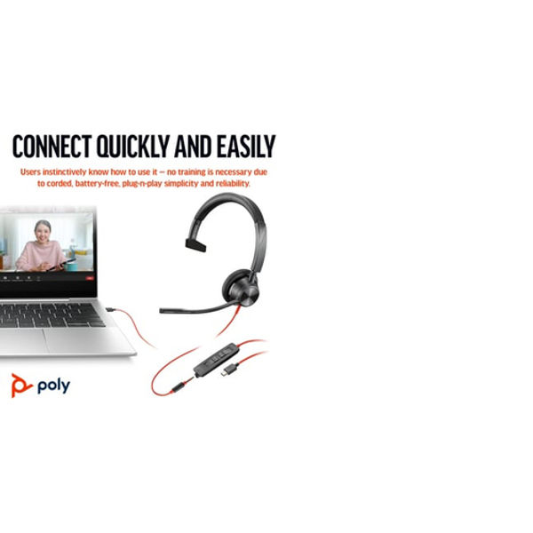 Poly Blackwire 3315 Monaural 3.5mm + USB-C/A Headset 8X217AA